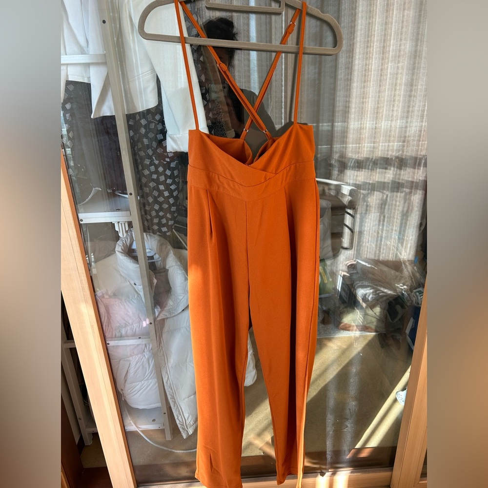 SHEIN Strappy Orange Jumpsuit